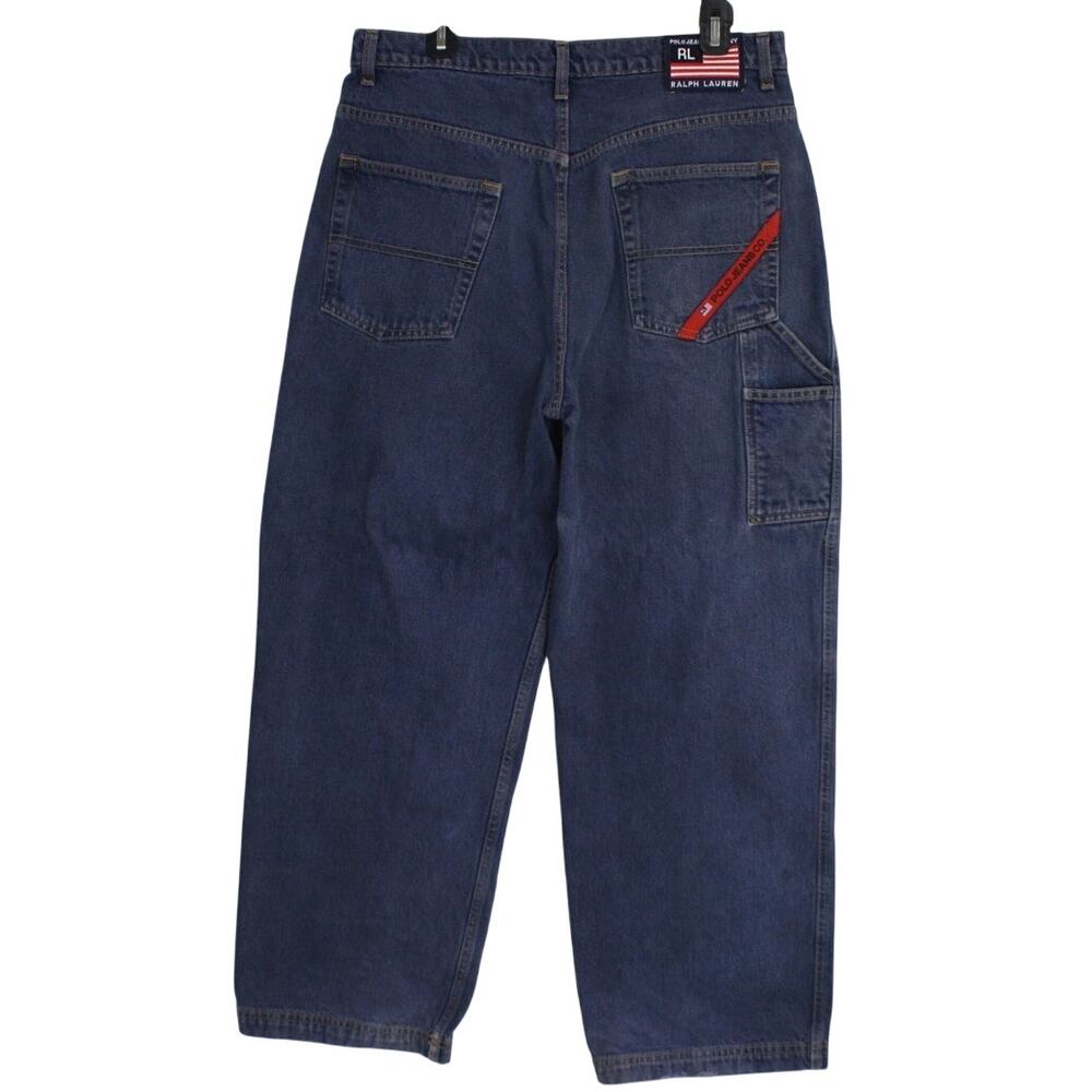 Vintage 90s Ralph Lauren Polo Jeans Co Worker Strip Jeans 34x30 Baggy